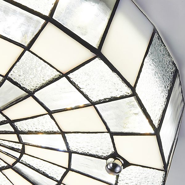 12"/16"/19.5" Wide Round Flush Ceiling Light Modernism Stained Glass Flush Mount Lighting in White