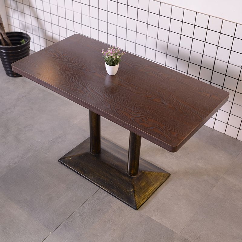 Industrial Wooden Dinner Room Kitchen Table Brown Table with Metal Base for Dining Room