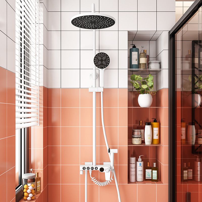 Wall Mounted Shower Arm Shower Faucet Metal Shower System with Slide Bar in White