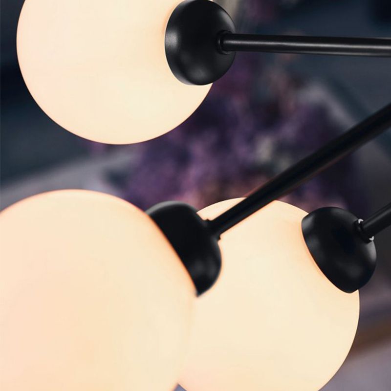 Modern Style Chandelier Light Fixture Globe Shape White Glass Pendant Light