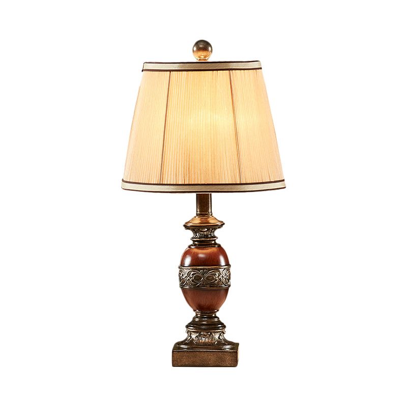 Tissu brun night stand lampe conical ombre 1 lumière