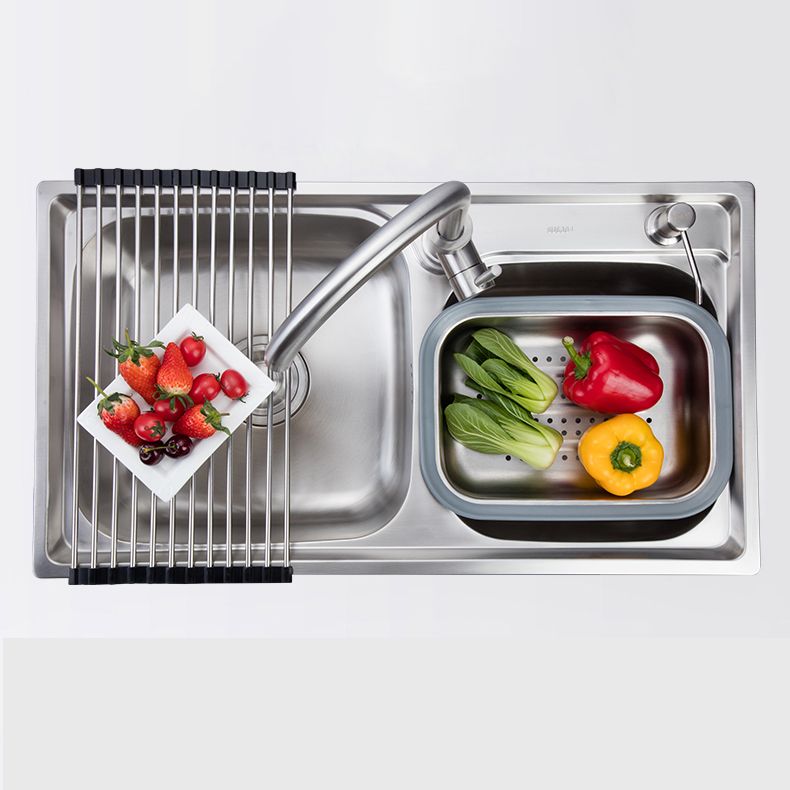 Contemporary Style Kitchen Sink Stainless Steel Kitchen Double Sink with Soundproofing