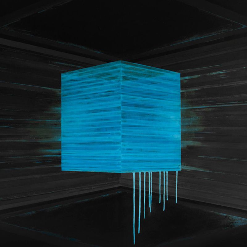 Artistry Melting Box Wallpaper Mural for Corridor Custom Size Wall Covering in Black-Blue