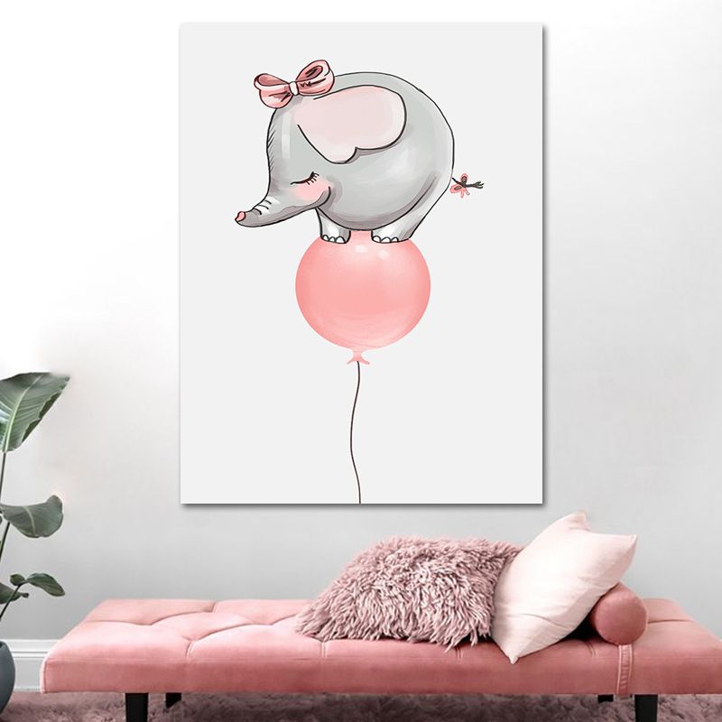 Pink Elephant on Balloon Canvas Print Decorative Modern for Kids Room Wall Art Decor