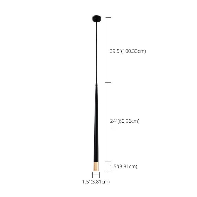 Contemporary Minimalism Style LED Hanging Light Height 24.8" Tapered Aluminum Suspension Lamp for Kitchen Bar