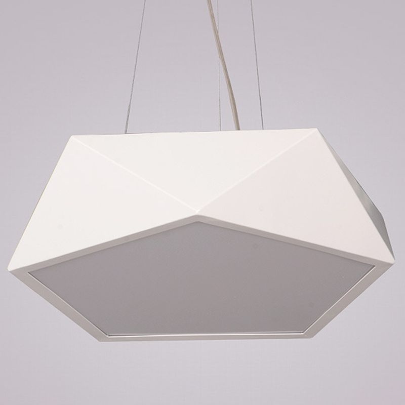 LED Pentagonal Pendant Lamp Nordic Metal Office Hanging Light with Acrylic Diffuser