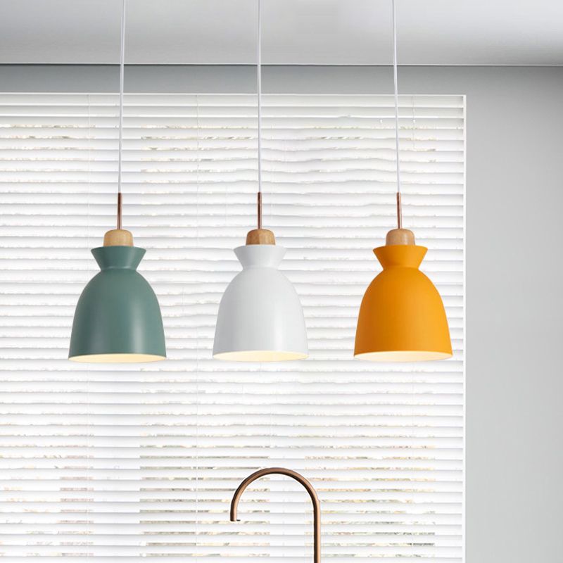 Bell Multi Light Pendant Macaron Metal 3 Lights Dining Room Ceiling Lighting in White