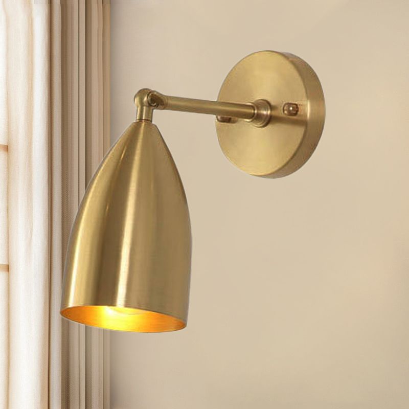 4"/7.5"/12" W 1 Bulb Wall Sconce Modern Style Tapered/Drum/Oval Brass Indoor Wall Mounted Lighting in Gold