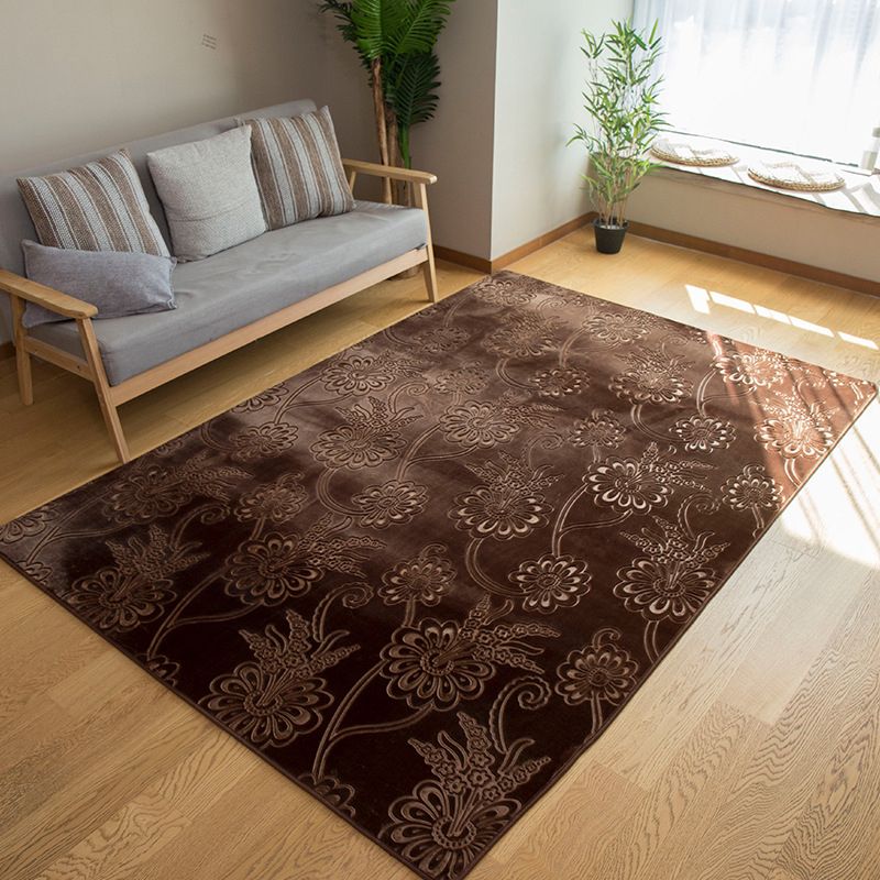 Dark Brown Diamond Rug Polyester Modern Rug Washable Rug for Drawing Room