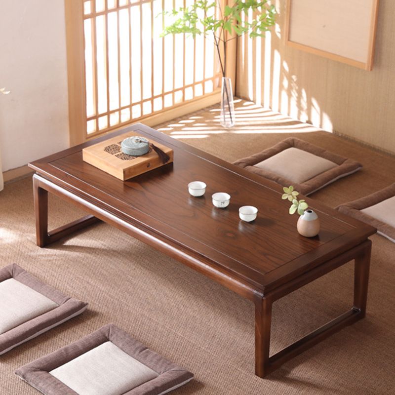 Modern Style Elm Wood Sleigh Shaped Base Design Rectangular Coffee Table