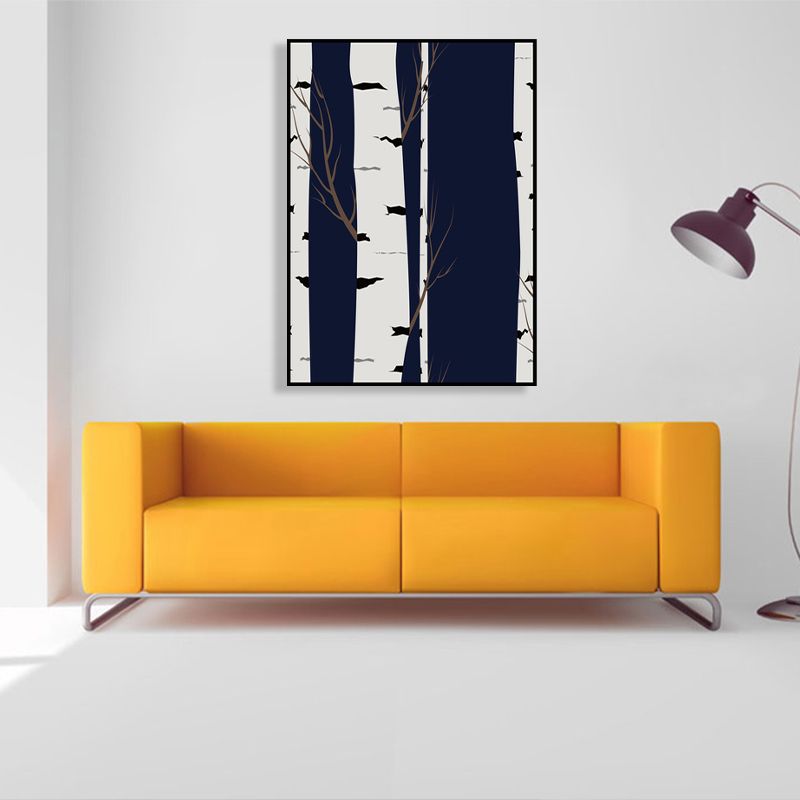 Tree Trunk Silhouette Art Print Black Canvas Wall Decor, Textured, Multiple Sizes