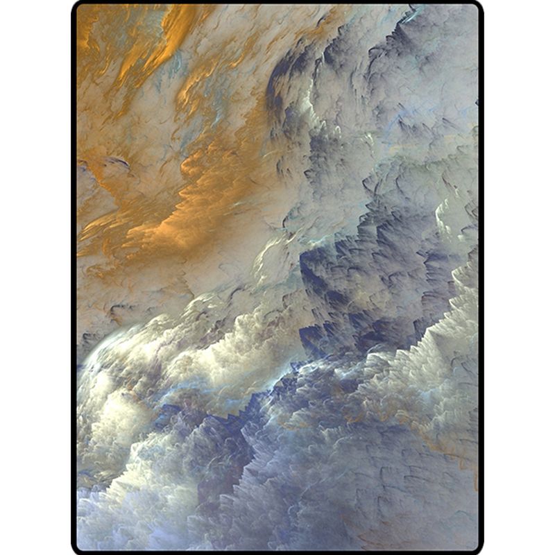Nordic Modern Rug in Blue and Yellow Abstract Cloud Pattern Rug Polyester Washable Anti-Slip Carpet for Home Decoration