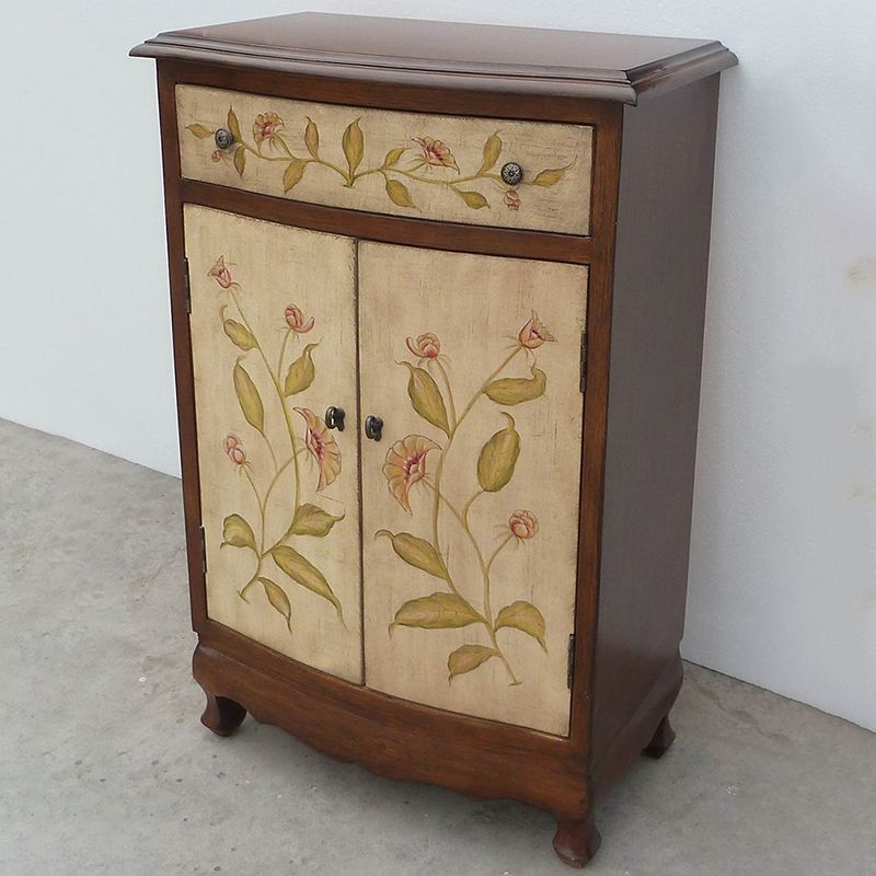 Mid-Century Modern Rectangle Cabinet Wood Side Cabinet with Drawer
