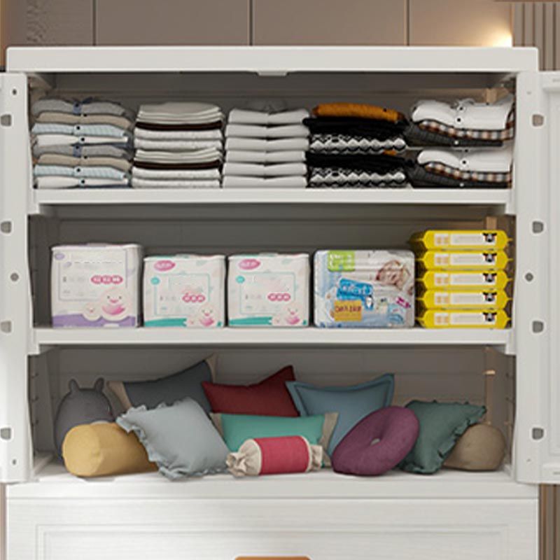 White Plastic Wardrobe Armoire with Legs Contemporary Wardrobe Closet
