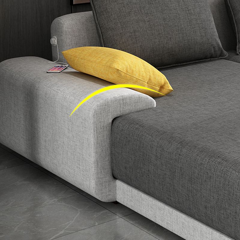 Contemporary Removable Cushions Loose Back Sofa with Reversible Chaise for Living Room