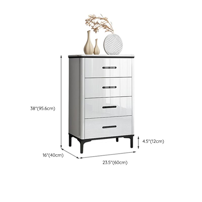 Glam Stone Storage Chest Bedroom White 16" Wide Chest with Drawers