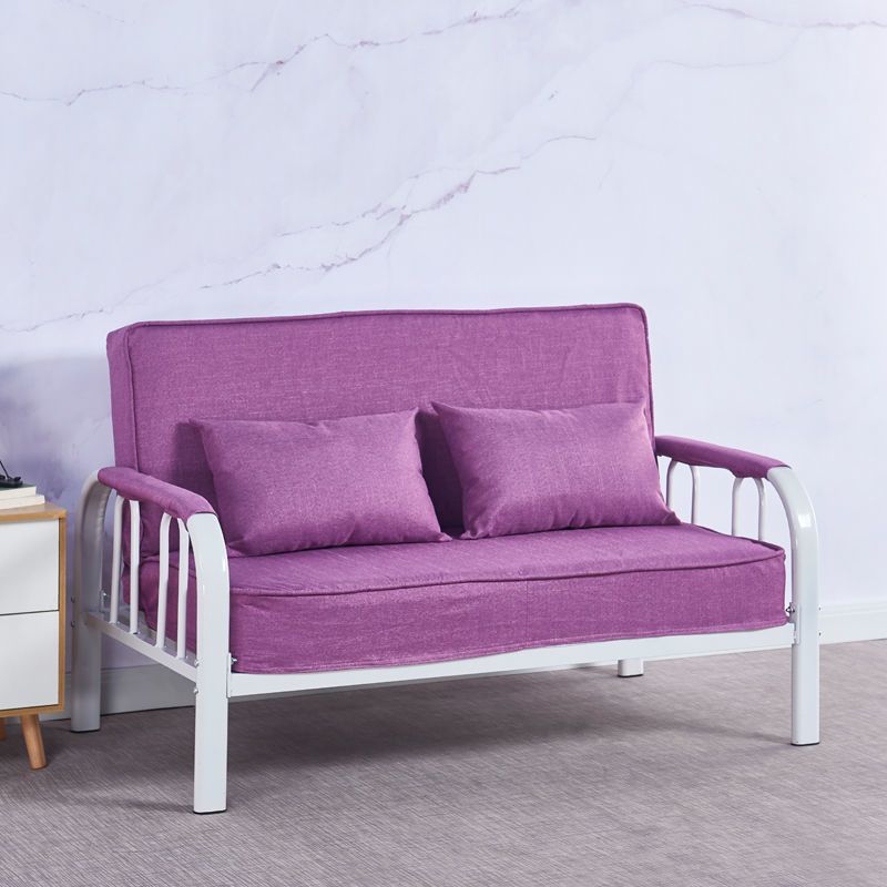 Linen Contemporary Square Arm Sleeper Sofa Washable Convertible Sofa