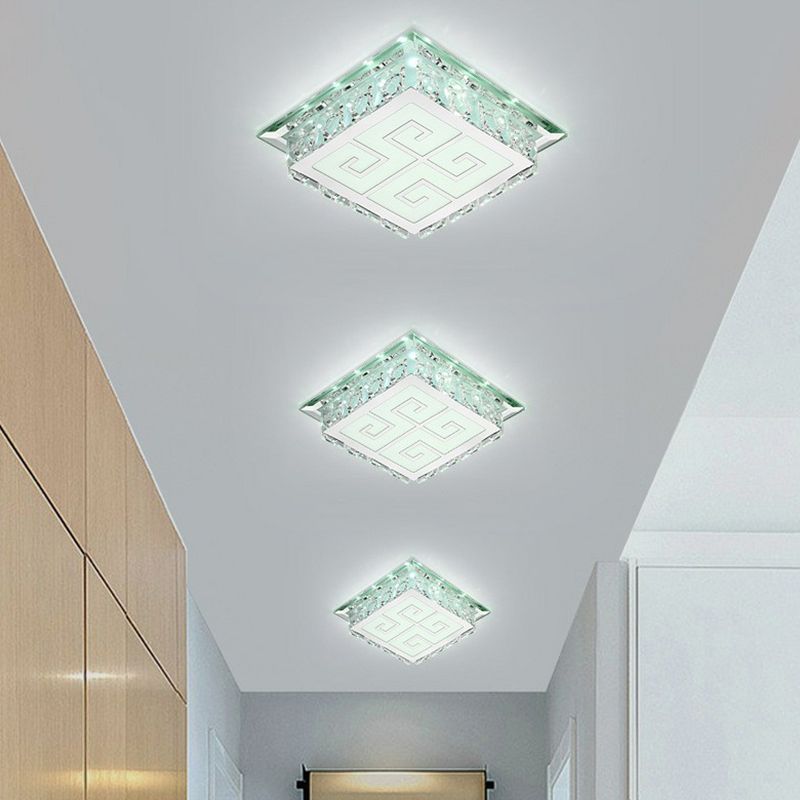 Lampada da soffitto a LED in cristallo trasparente con montaggio a incasso a LED quadrata trasparente per foyer