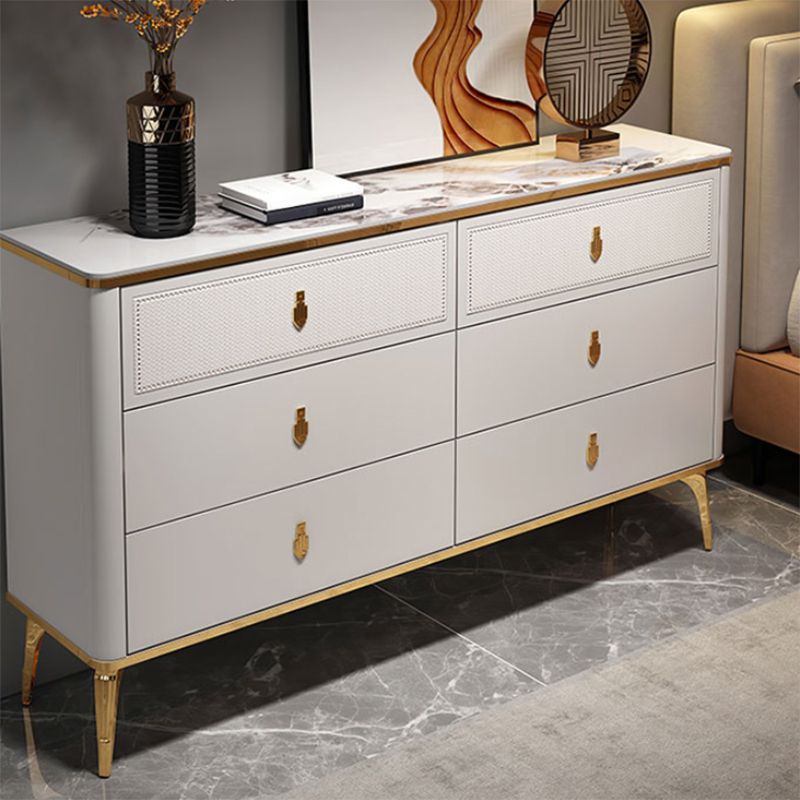 Classic Glam Stone Double Dresser Horizontal Storage Chest for Bedroom