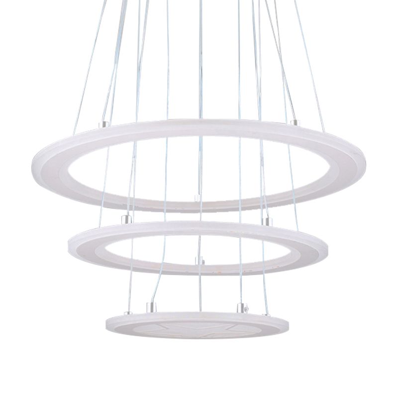 Simple Ring Chandelier Light Acrylic LED 3 Lights Bedroom Ceiling Drop Pendant in Warm/White Light
