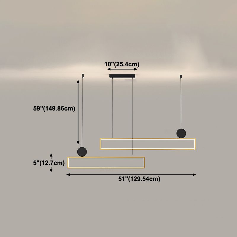 Rechteck Form Island Lichter moderne Metallinselbeleuchtung in Gold