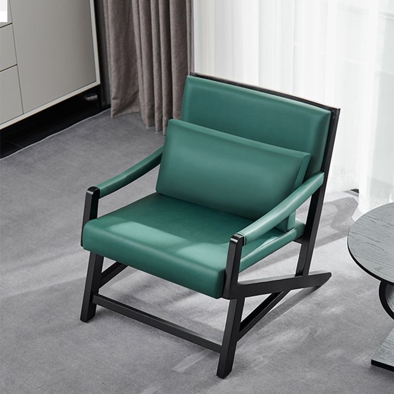 25.59" L x 29.52" W x 28.34" H Faux Leather Square Arms Lounge Chair with Pillow Back