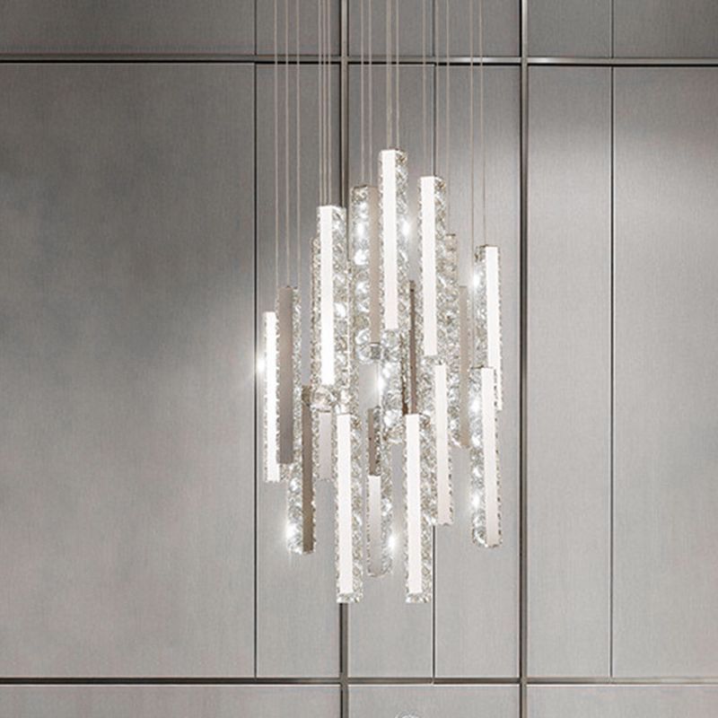 Postmoderne hängende Lichtkit -Streifenkristalldecke für Wohnzimmer