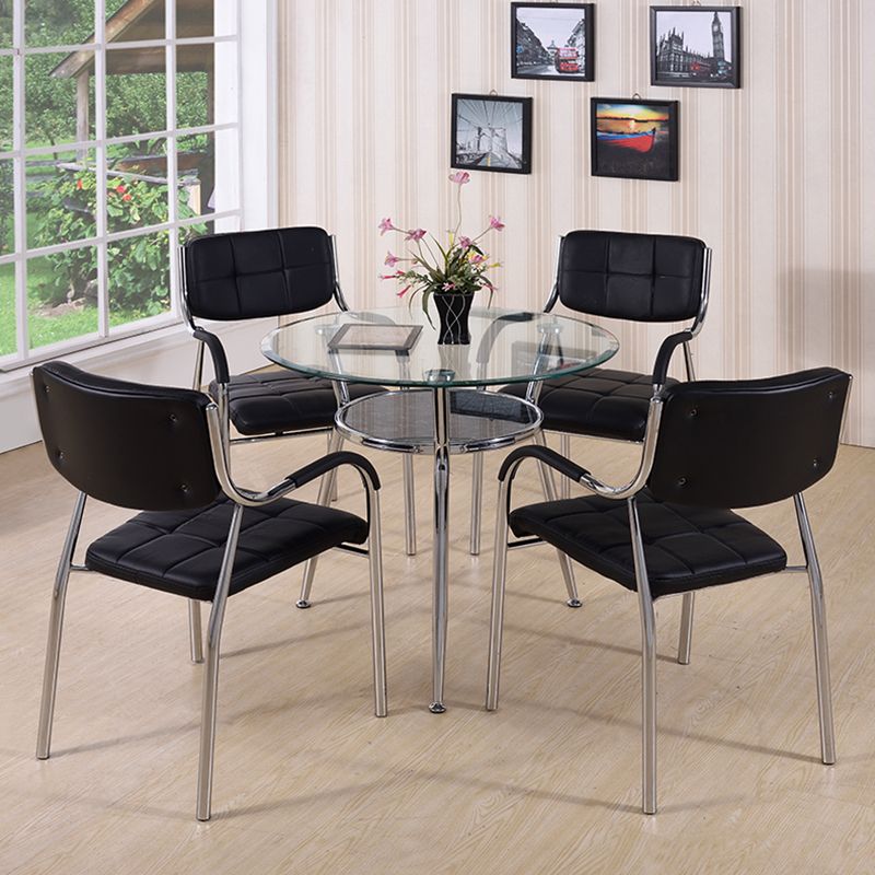 Modern Style Glass Dining Table Clear Round Table with 3 Legs for Home Use