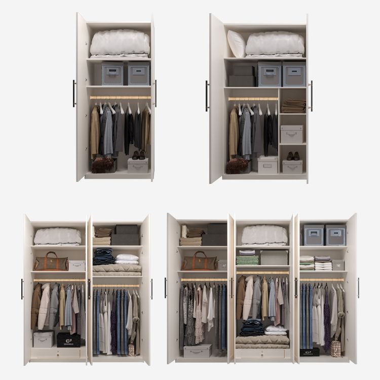 White Wardrobe Cabinet Engineered Wood Wardrobe Armoire for Home