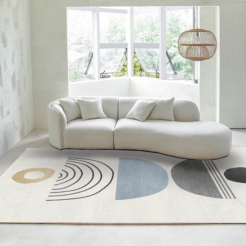 Modern Artistic Area Rug Contrast Panel Rug Polyester Non-Slip Backing Carpet for Living Room
