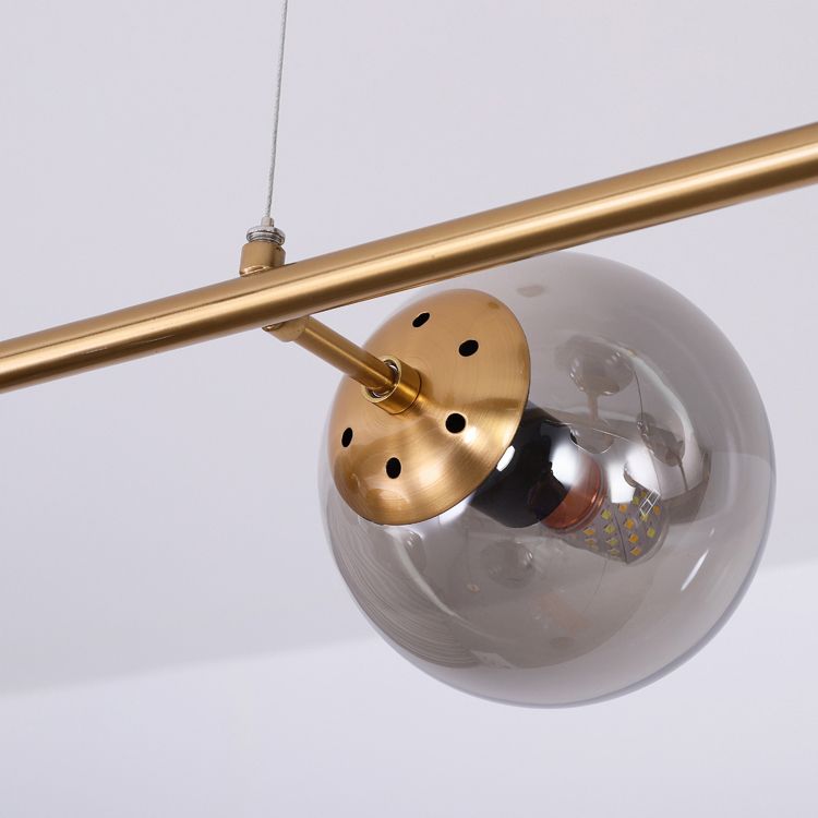 Nordic Style Hanging Lamp Strip Shape Island Light Fixture with Glass Shade for Bedroom