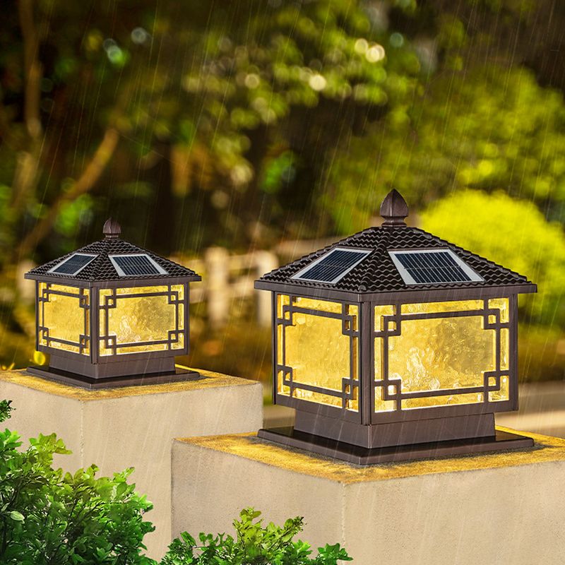 Modern Minimalist LED Solar Lighting Fixture with Glass Shade for Garden