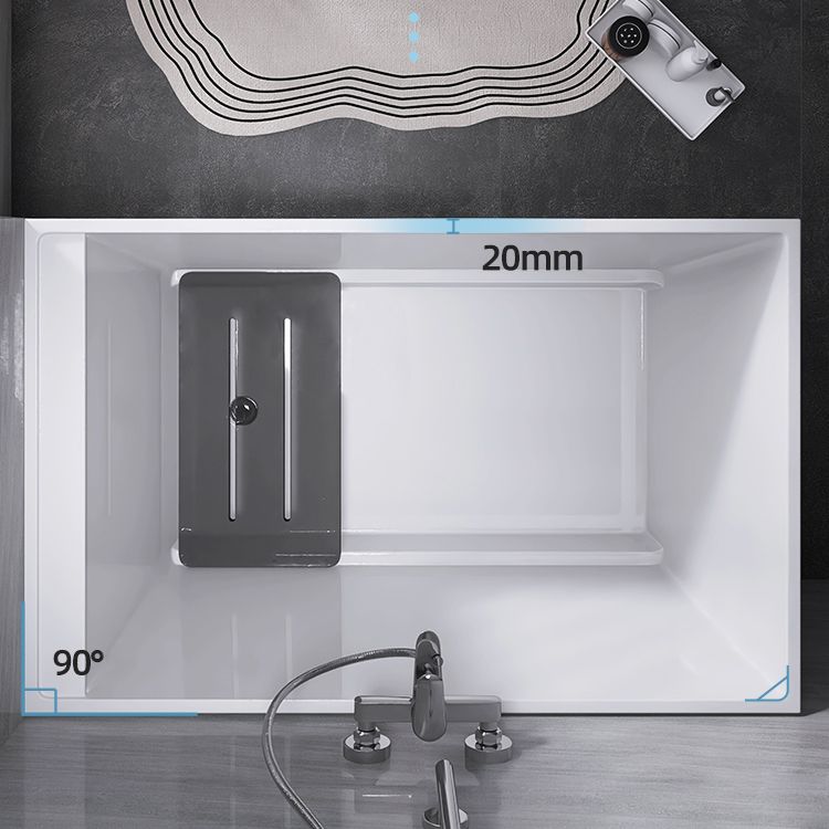 Modern Rectangle White Bathtub Acrylic Freestanding Soaking Bathtub with Drain Bath Tub