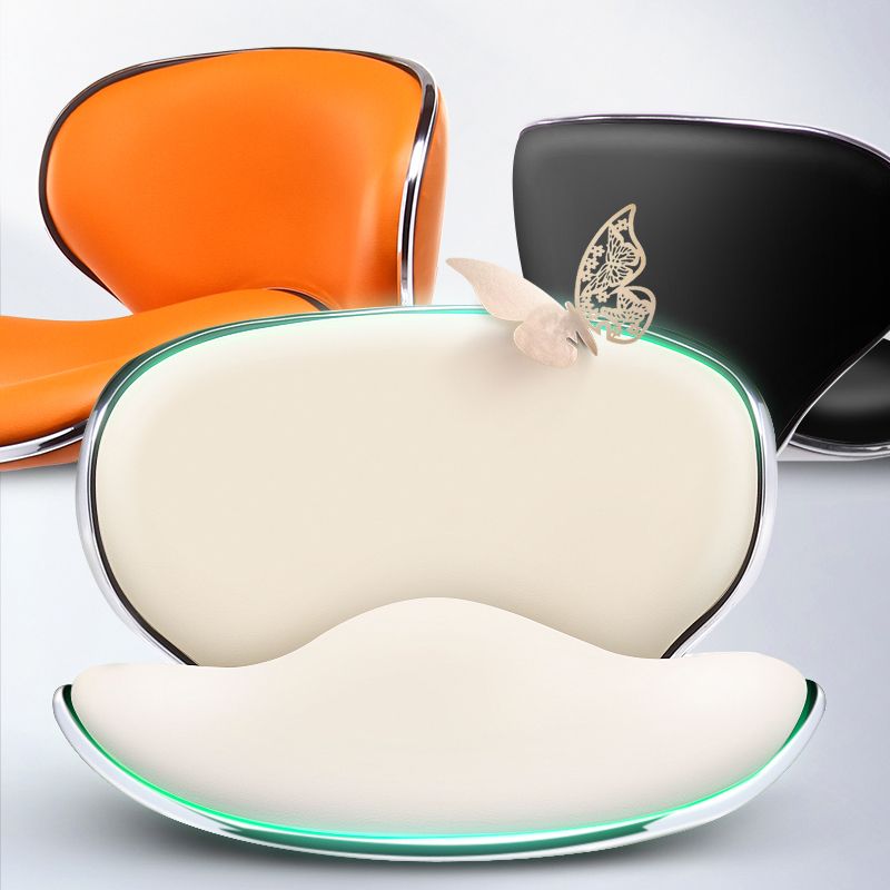 Scandinavian Metal Barstool Low Back PU Leather Adjustable Barstools in Matte Finish