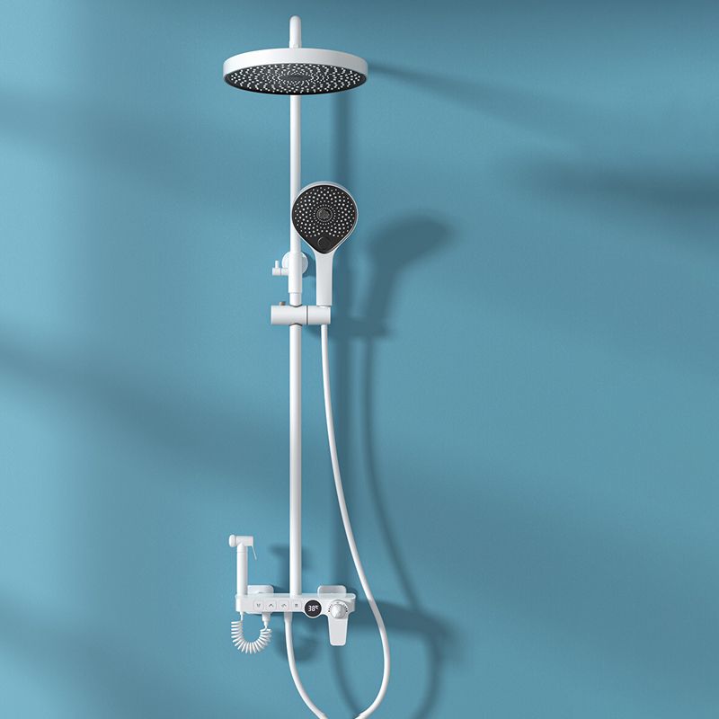 Contemporary Shower Set Dual Shower Head Slide Bar Thermostatic Wall Mounted Shower System