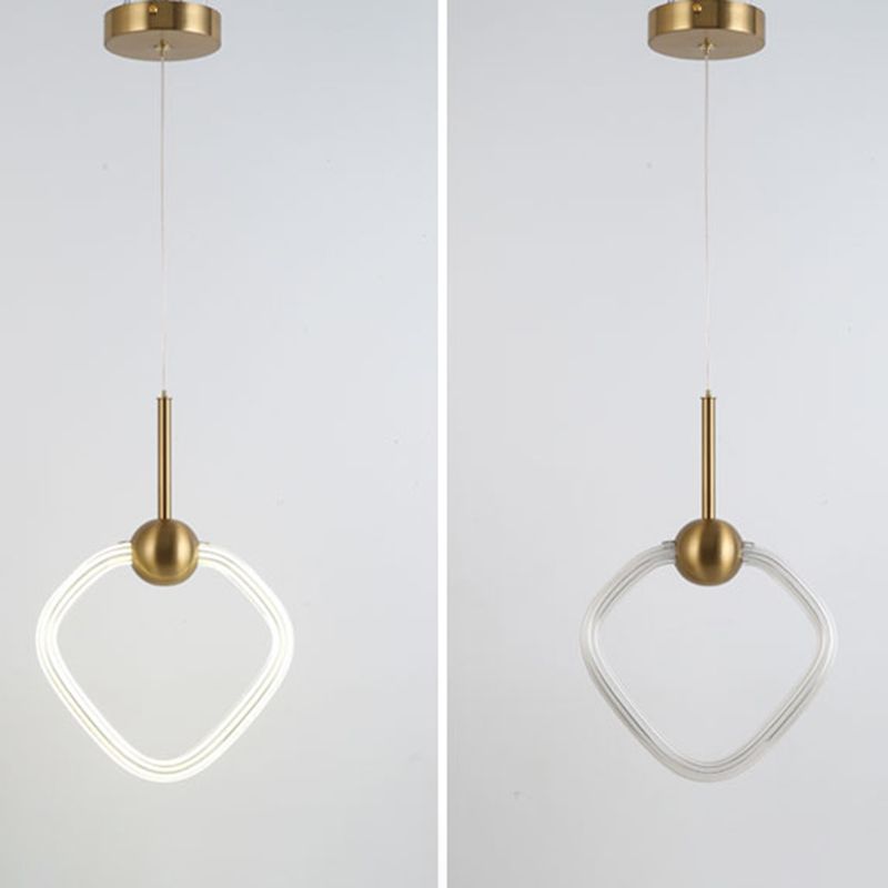 Modern Gold Pendant Light Metal Geometric Hanging Pendant for Living Room