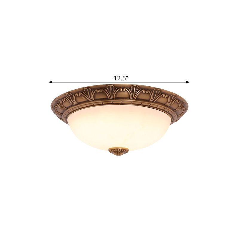 Crema Glass Domed Rush Mount Campiña 4/3/2 Bulbos Brass Techo fixture for Corridor, 12.5 "/16" /21.5 " O