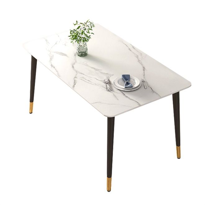 Table à manger de luxe traditionnelle Table à manger en pierre fritrée avec 4 jambes pour salle à manger