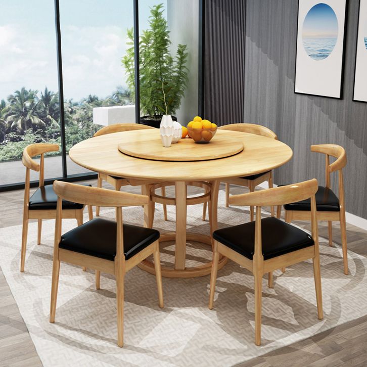 Mesa de madera maciza redonda minimalista Mesa de comedor estándar de cocina con base de pedestal