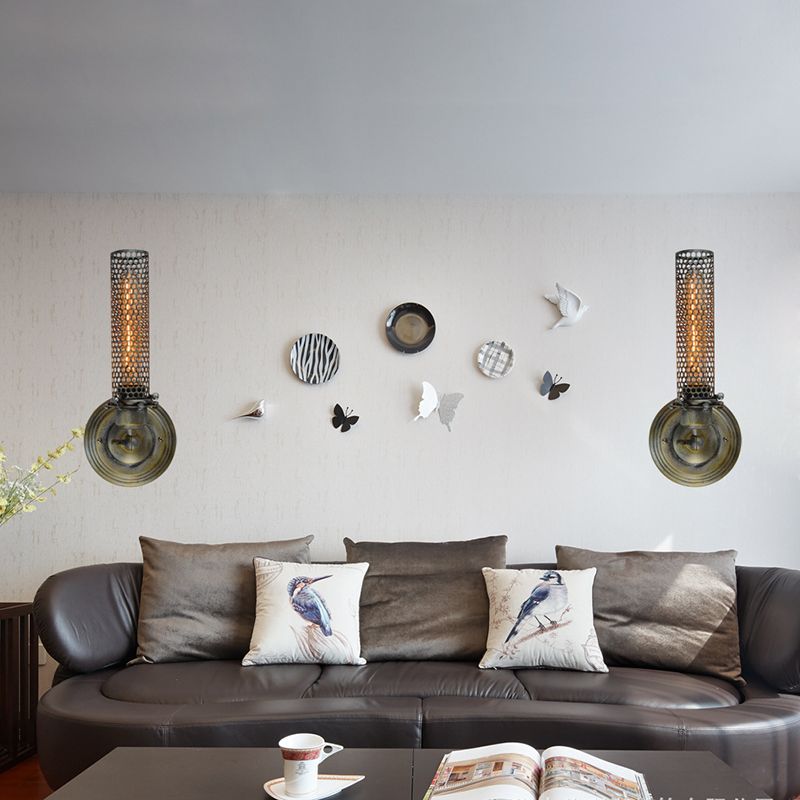 1/2 Lights Indoor Sconce Light Fixture Industrial Bronze Wall Lamp with Tube Metal Shade