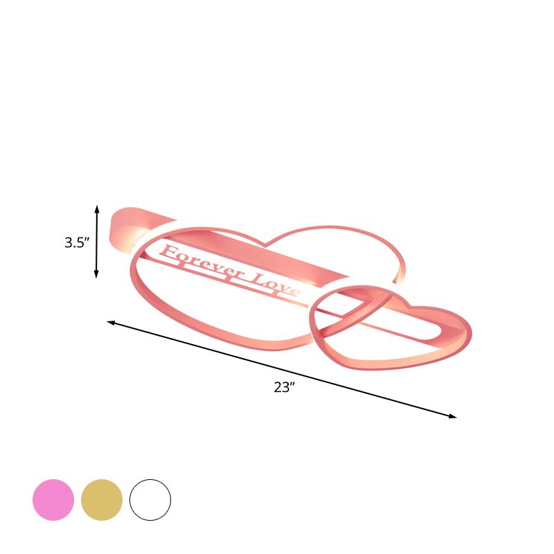 Arrow Through Love Bedroom Flush Mount Acrylic Macaron Romantic LED Flush Mount Ceiling Light Fixture in Pink/White/Gold