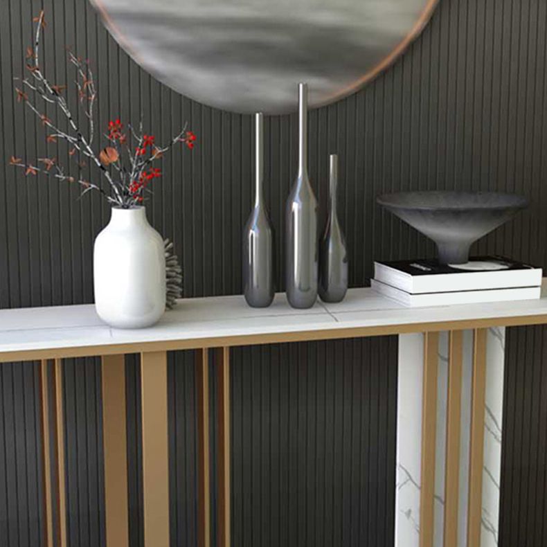 Glam Rectangle Accent Table 31.5-inch Tall Stone Console Table