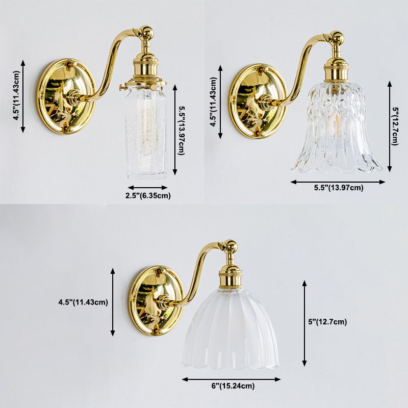 Modern Metal Flush Mount Wall Lamp 1-Light Sconce Lights with Glass Shade