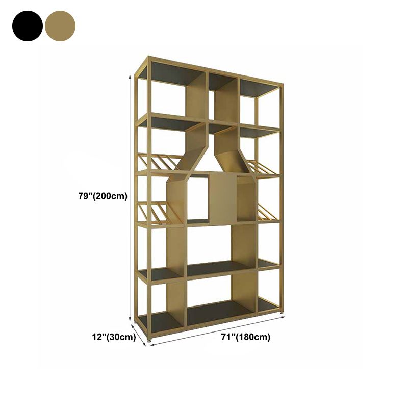 Metal Floor Wine Bottle Rack Glam Wine Bottle Holder with Shelf