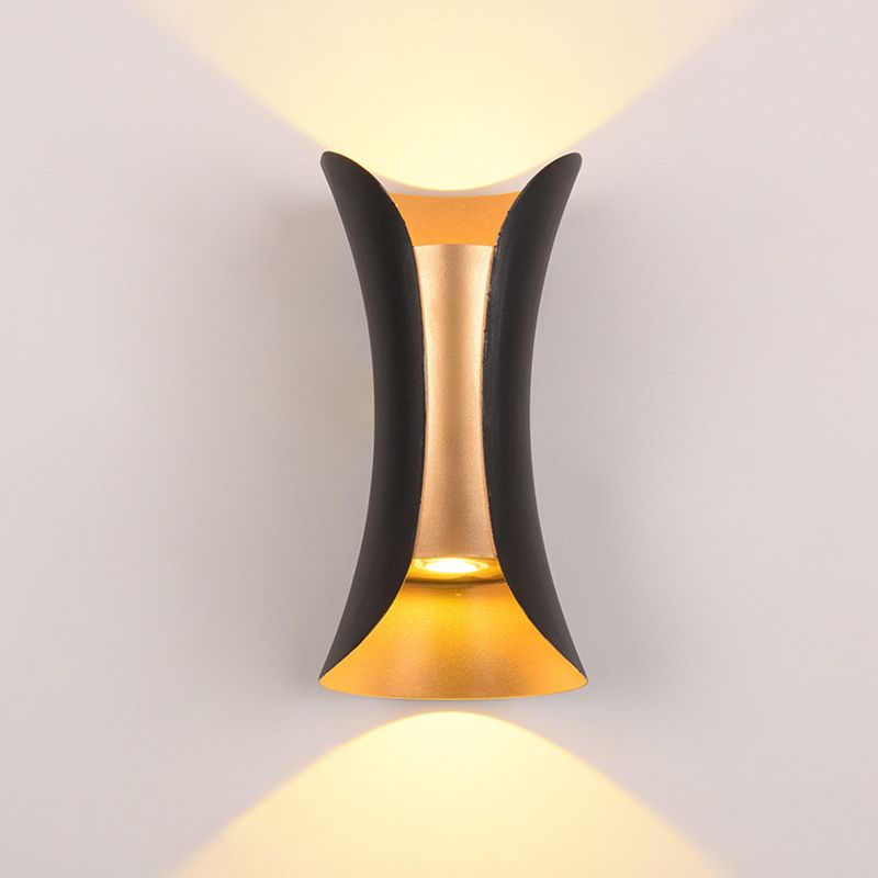 Luces de apliques de pared de 2 luces Estilo moderno Lámpara de pared de aluminio en negro y dorado