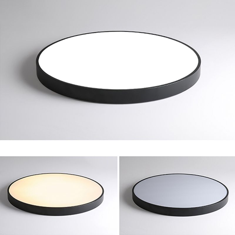 Plafonnier LED de forme ronde en fer moderne, 1 lumière, montage encastré pour chambre à coucher et étude