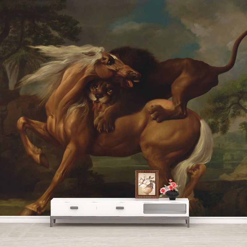 Horse Animal Mural for Sleeping Room Moisture Resistant Wall Decor, Customized Size