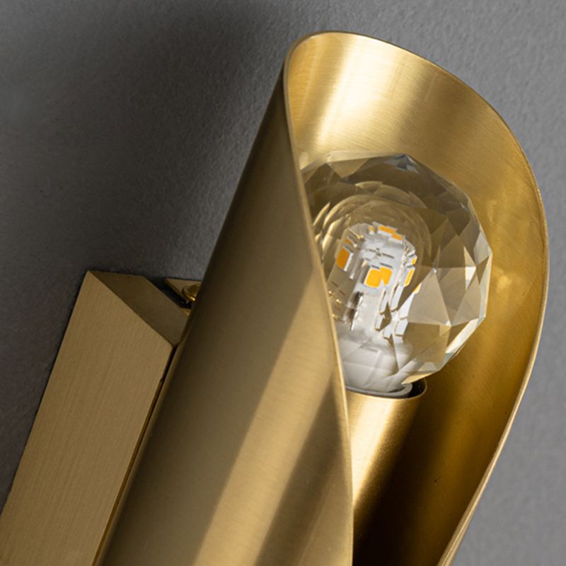 Solid Brass Wall Light Post Modern Tube Shape Wall Mounted Sconce with 2 Lights