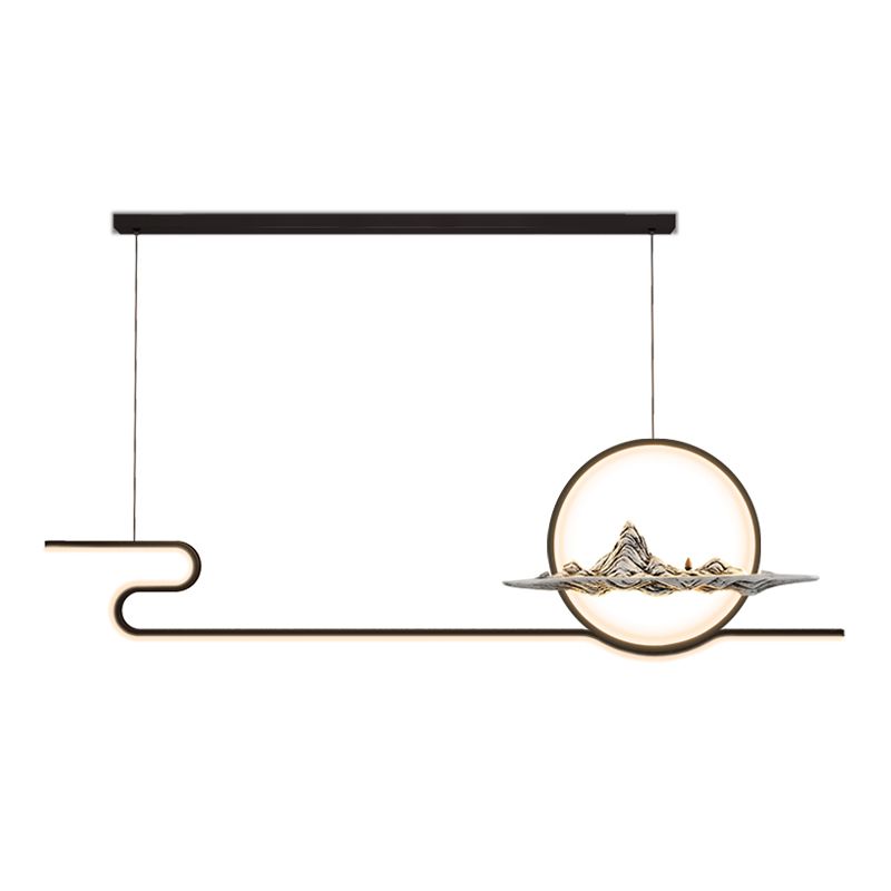 Contemporary Metal 2 Light Pendant Lights Linear Island Light Fixtures for Kitchen