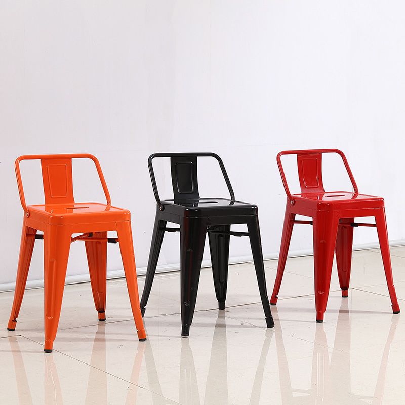 Industrial Iron Low Back Barstool Simple Indoor Tall Stool with Square Seat